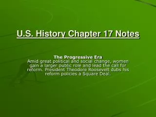 U.S. History Chapter 17 Notes