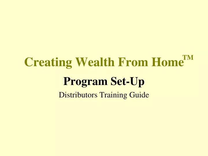 creating wealth from home