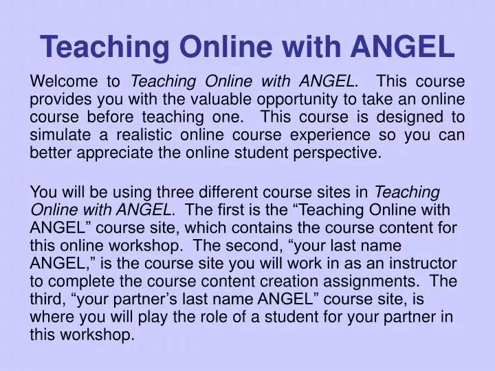 teaching online with angel