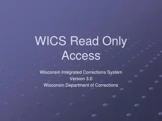 WICS Read Only Access