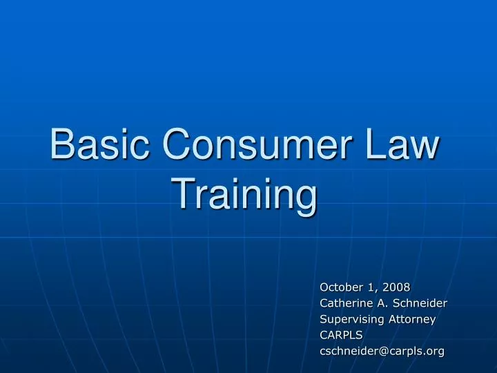 basic consumer law training