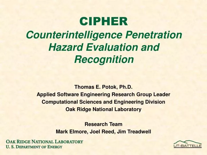 cipher counterintelligence penetration hazard evaluation and recognition