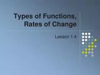 types of functions rates of change