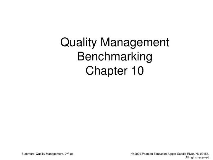 quality management benchmarking chapter 10