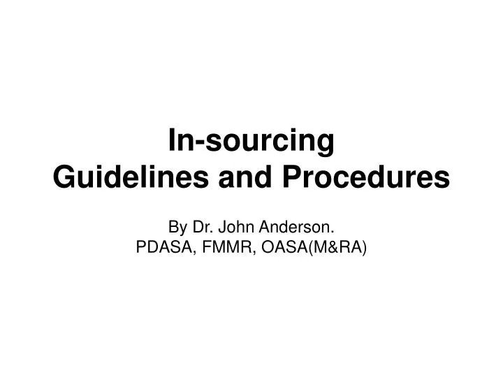 in sourcing guidelines and procedures