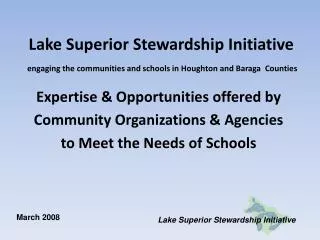 Expertise &amp; Opportunities offered by Community Organizations &amp; Agencies