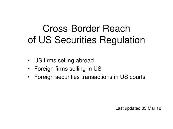 cross border reach of us securities regulation