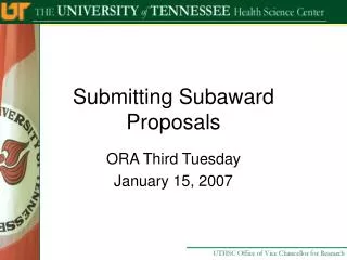Submitting Subaward Proposals