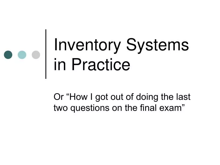 inventory systems in practice