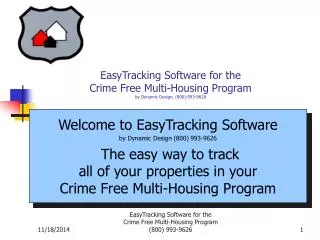 EasyTracking Software for the Crime Free Multi-Housing Program by Dynamic Design, (800)-993-9626