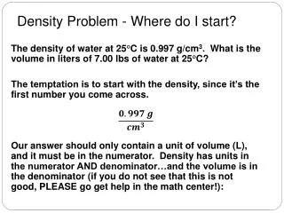 Density Problem - Where do I start?