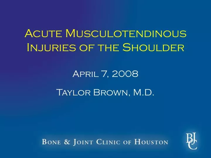 acute musculotendinous injuries of the shoulder