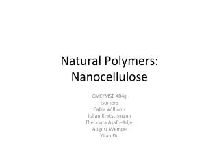 Natural Polymers: Nanocellulose