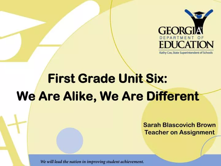 first grade unit six we are alike we are different