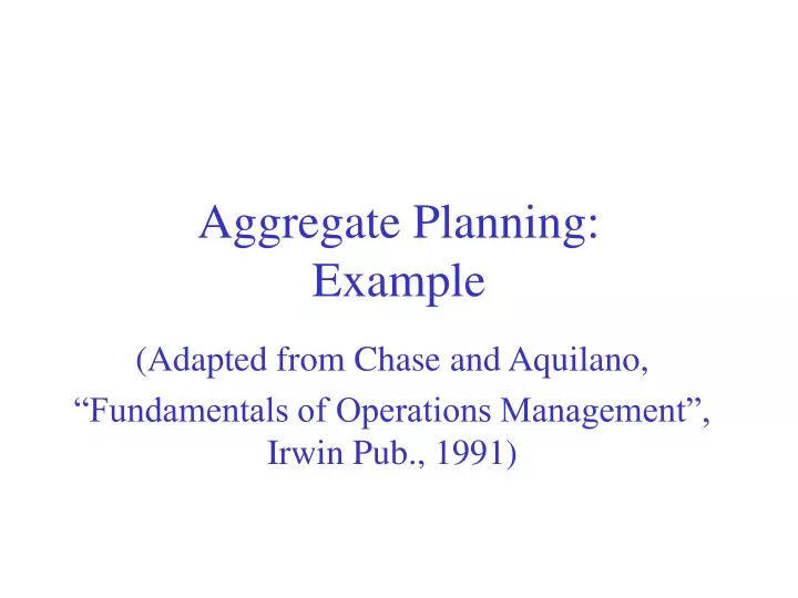 aggregate planning example