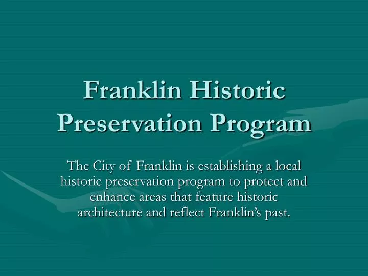 franklin historic preservation program