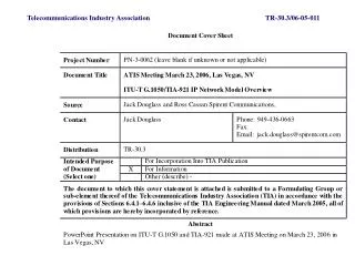 Telecommunications Industry Association	TR-30.3/06-05-011