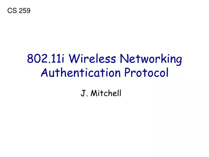 802 11i wireless networking authentication protocol