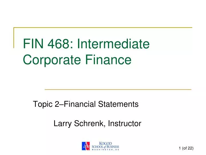 fin 468 intermediate corporate finance