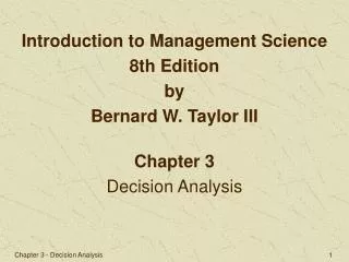 Chapter 3 Decision Analysis