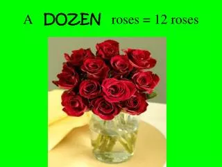 A DOZEN roses = 12 roses