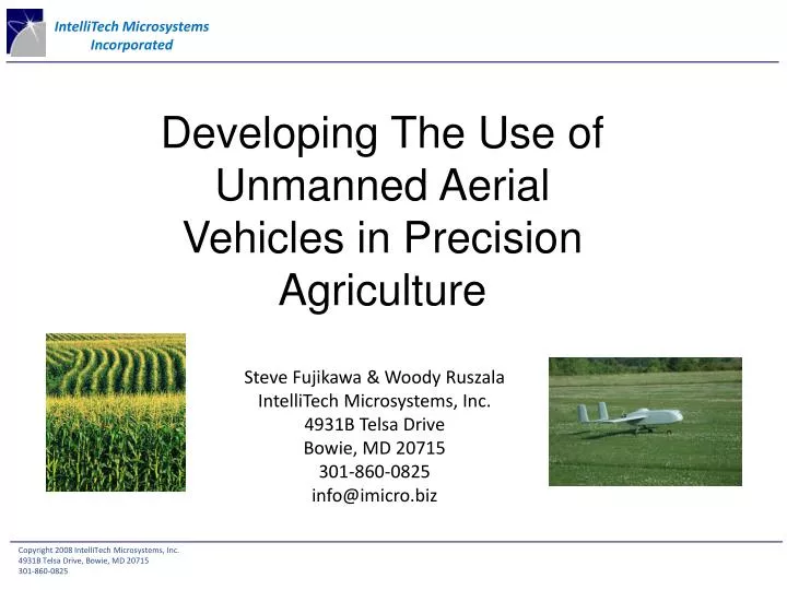 developing the use of unmanned aerial vehicles in precision agriculture