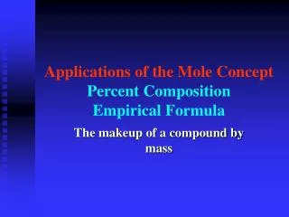 Applications of the Mole Concept Percent Composition Empirical Formula