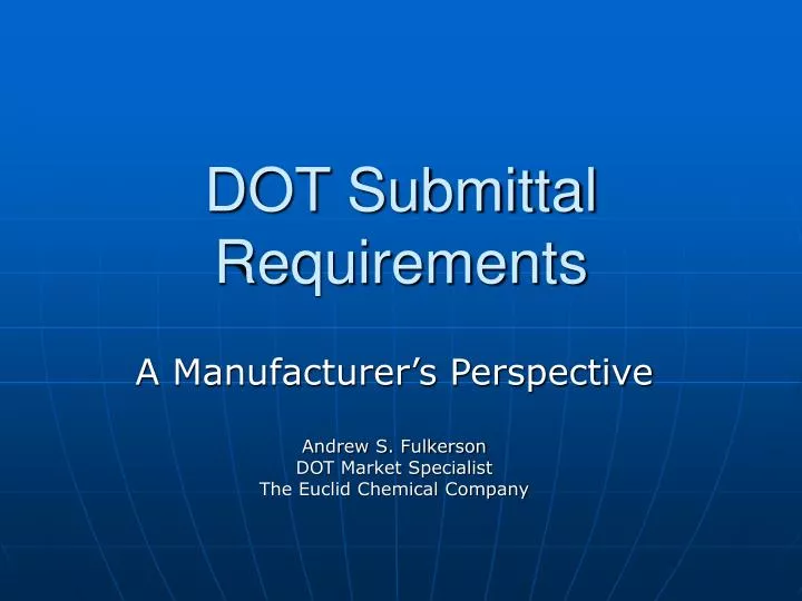 dot submittal requirements