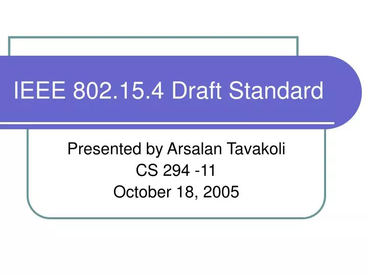 ieee 802 15 4 draft standard
