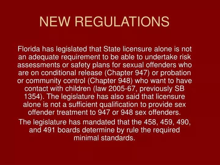 new regulations