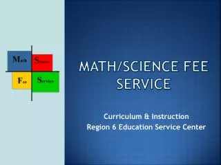 Math/Science Fee Service