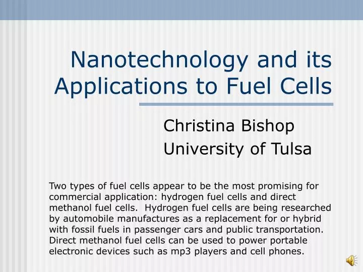 nanotechnology and its applications to fuel cells
