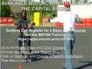 Soldiers Can Register for a Basic Rider Course on the IMCOM Training