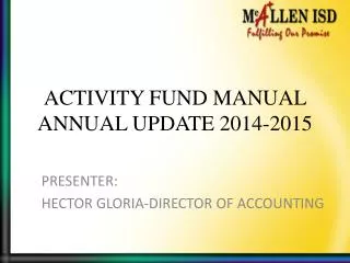 ACTIVITY FUND MANUAL ANNUAL UPDATE 2014-2015