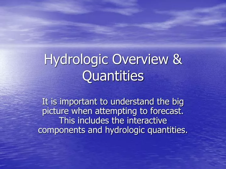 hydrologic overview quantities