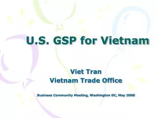 U.S. GSP for Vietnam