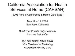 California Association for Health Services at Home (CAHSAH)