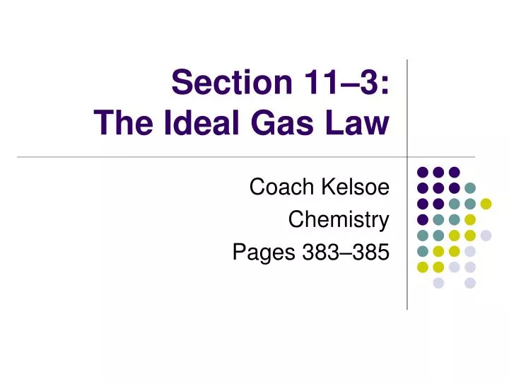 section 11 3 the ideal gas law