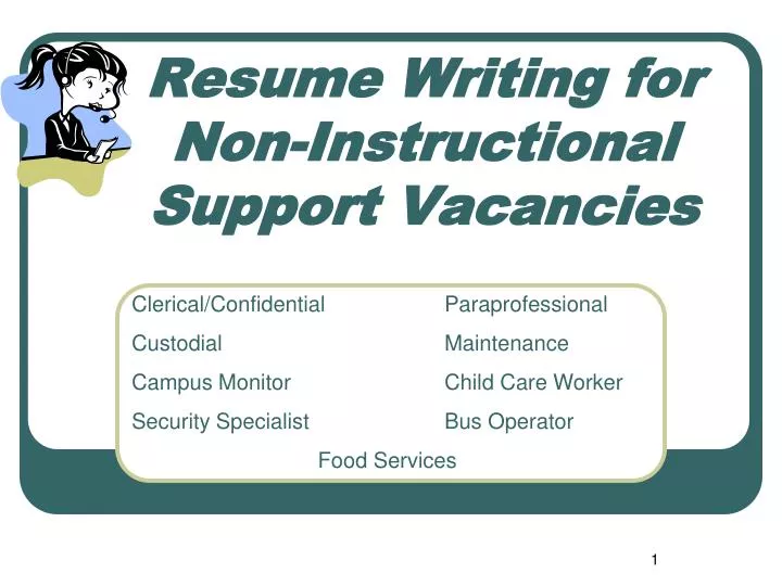 resume writing for non instructional support vacancies