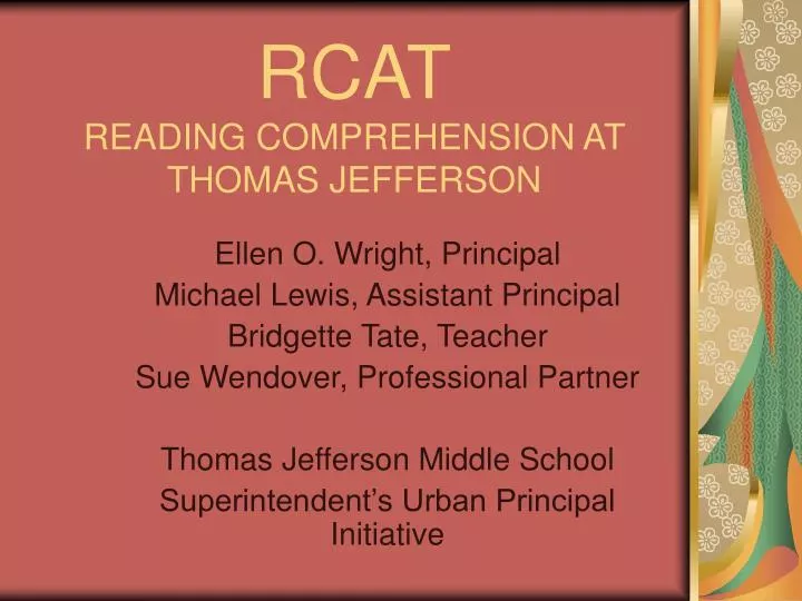 rcat reading comprehension at thomas jefferson