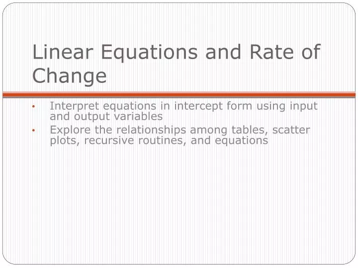 linear equations and rate of change