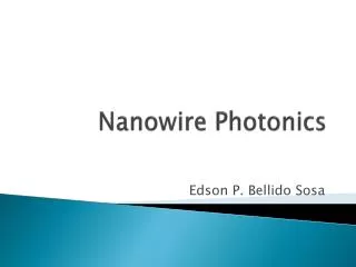 Nanowire Photonics