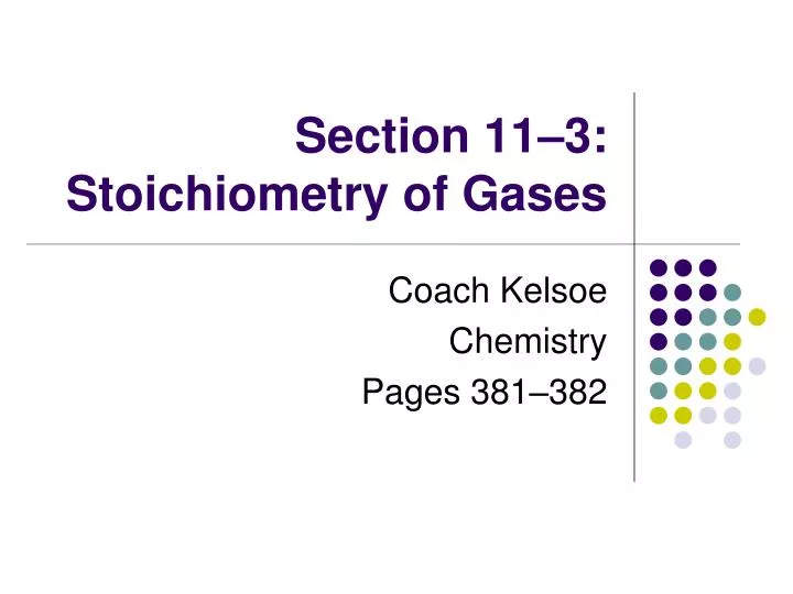 section 11 3 stoichiometry of gases