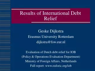 Results of International Debt Relief