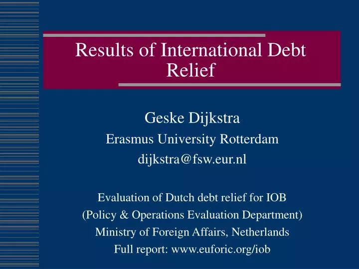 results of international debt relief