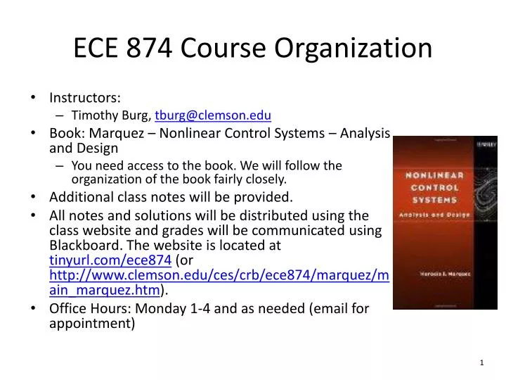 ece 874 course organization