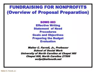 FUNDRAISING FOR NONPROFITS (Overview of Proposal Preparation) SOWO 883 Effective Writing