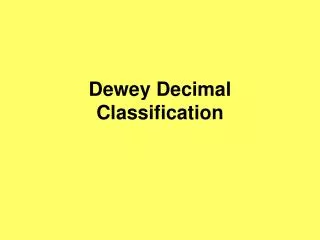 Dewey Decimal Classification