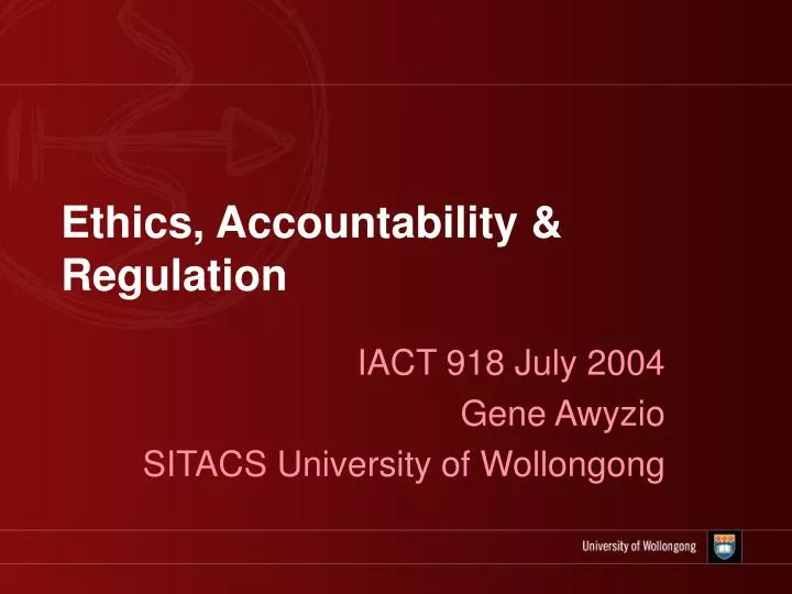 ethics accountability regulation