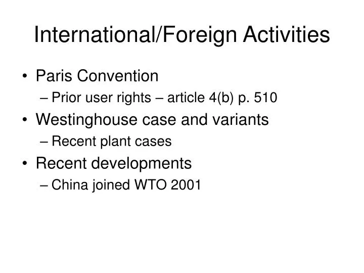 international foreign activities